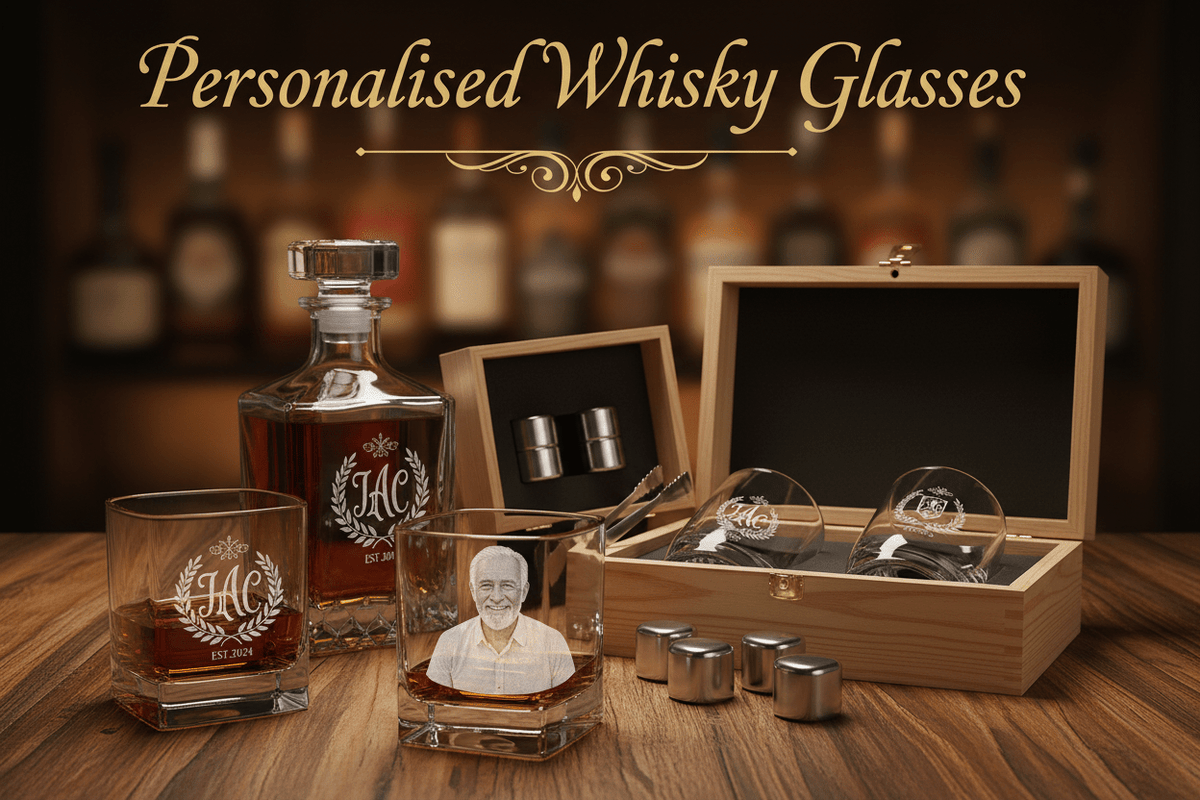Personalised Whisky Glasses - Pixel Burn Custom Laser Creations
