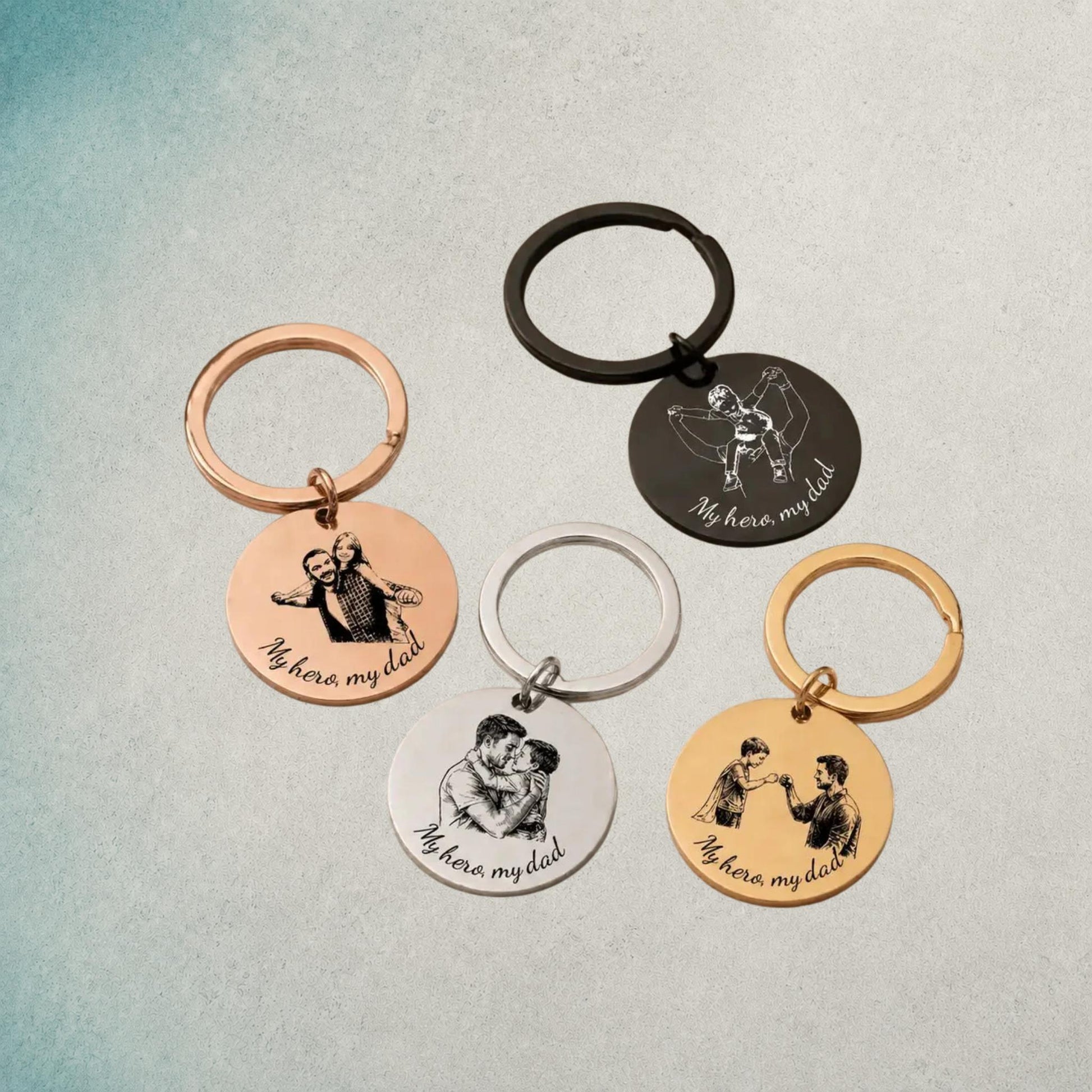 Personalised photo engraved keyring with custom portrait