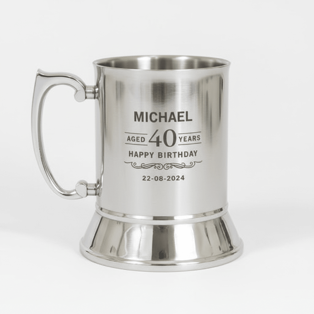 Personalised Stainless Steel Beer Mug - Silver