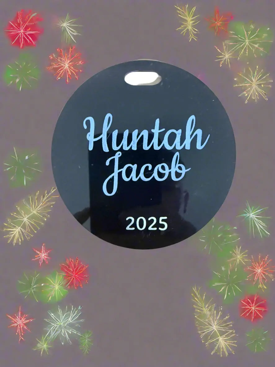 Personalised Acrylic Name Year Ornament - Pixel Burn Custom Laser Creations
