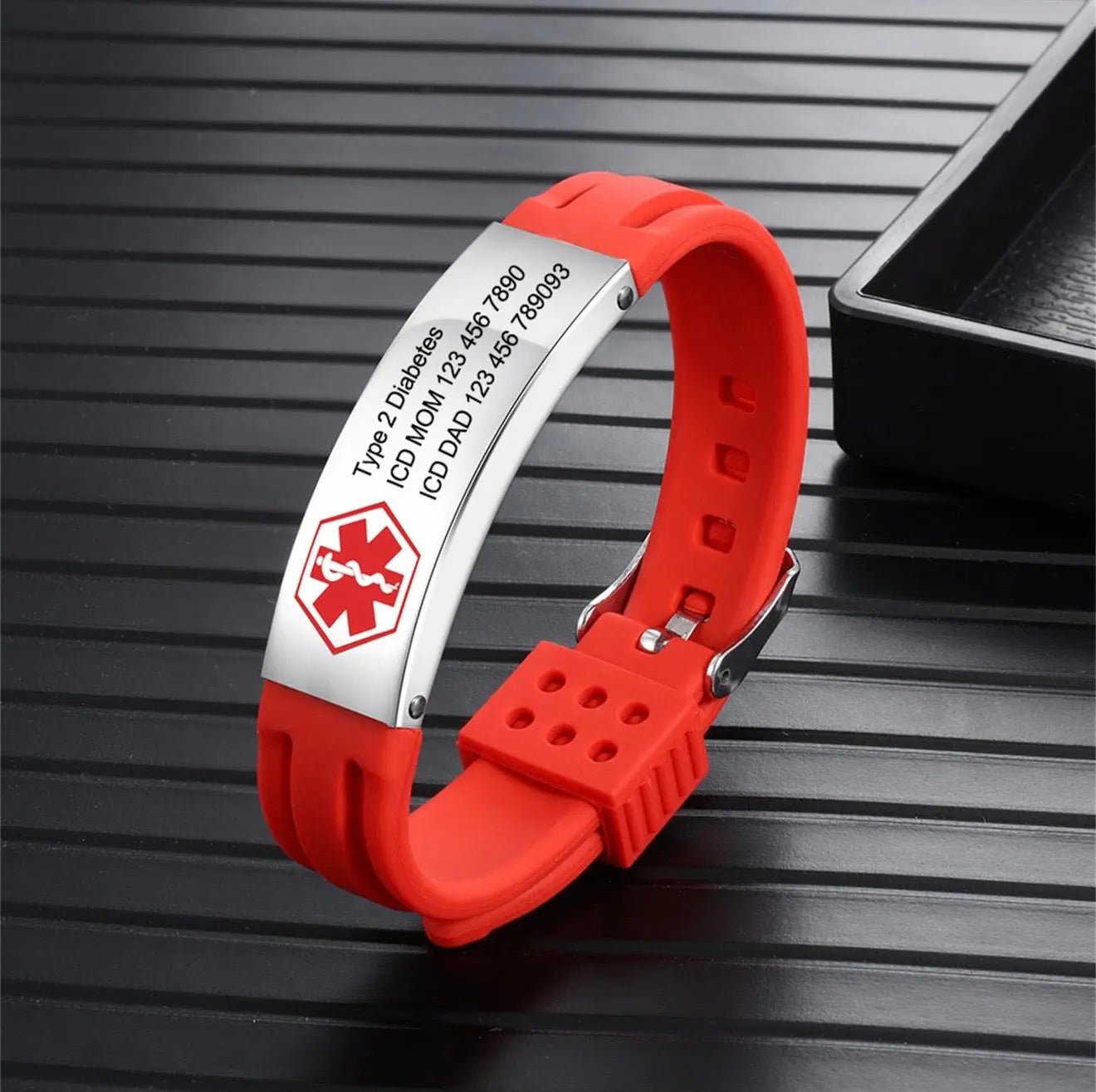 Personalised Silicone Medical Alert Bracelet - Pixel Burn Custom Laser Creations