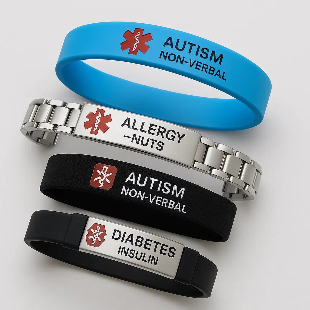Personalised Sensory Safe Medical Alert Bracelet - Pixel Burn Custom Laser Creations
