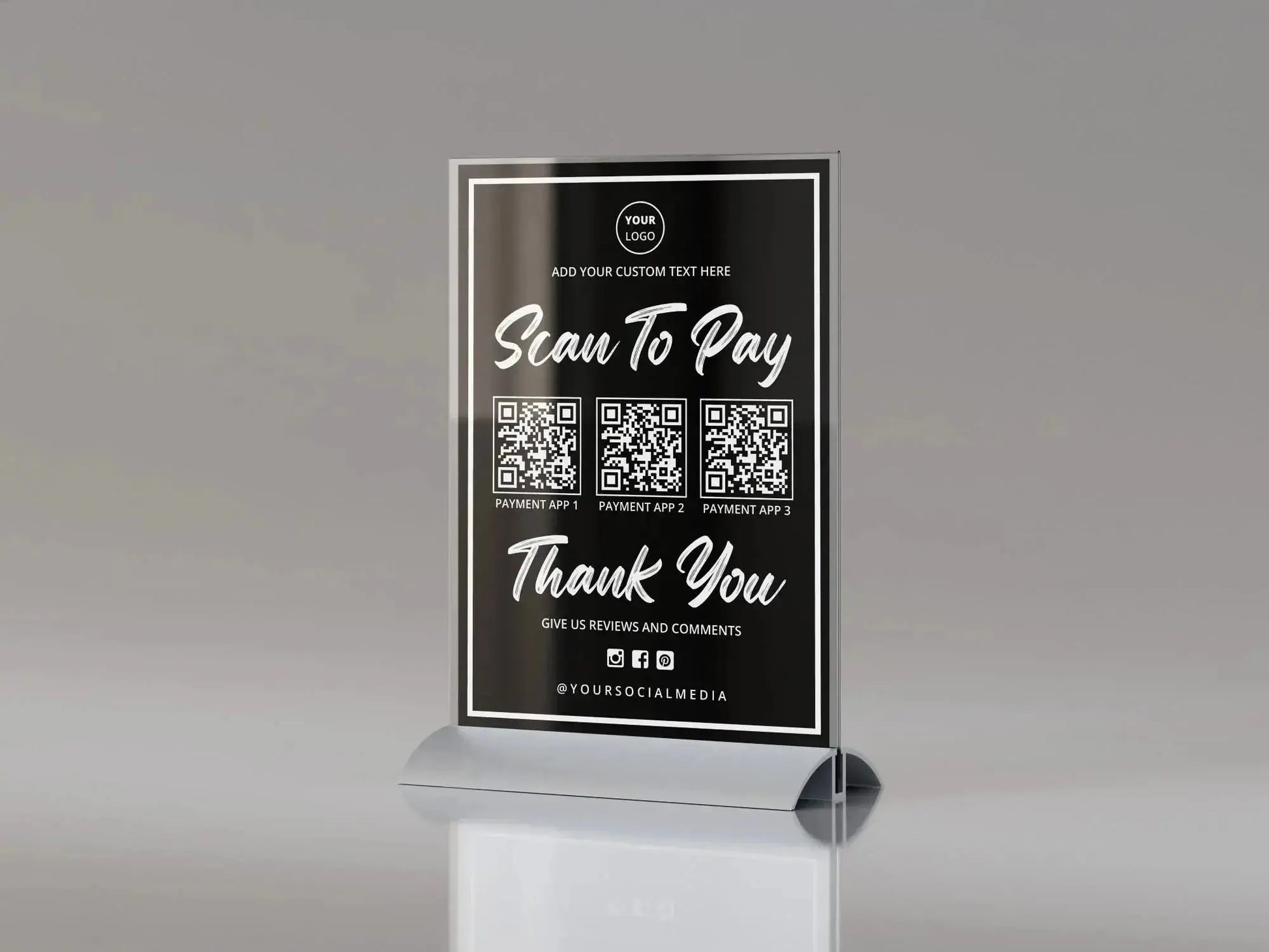 Custom Scan to Pay QR Display Sign - Pixel Burn Custom Laser Creations