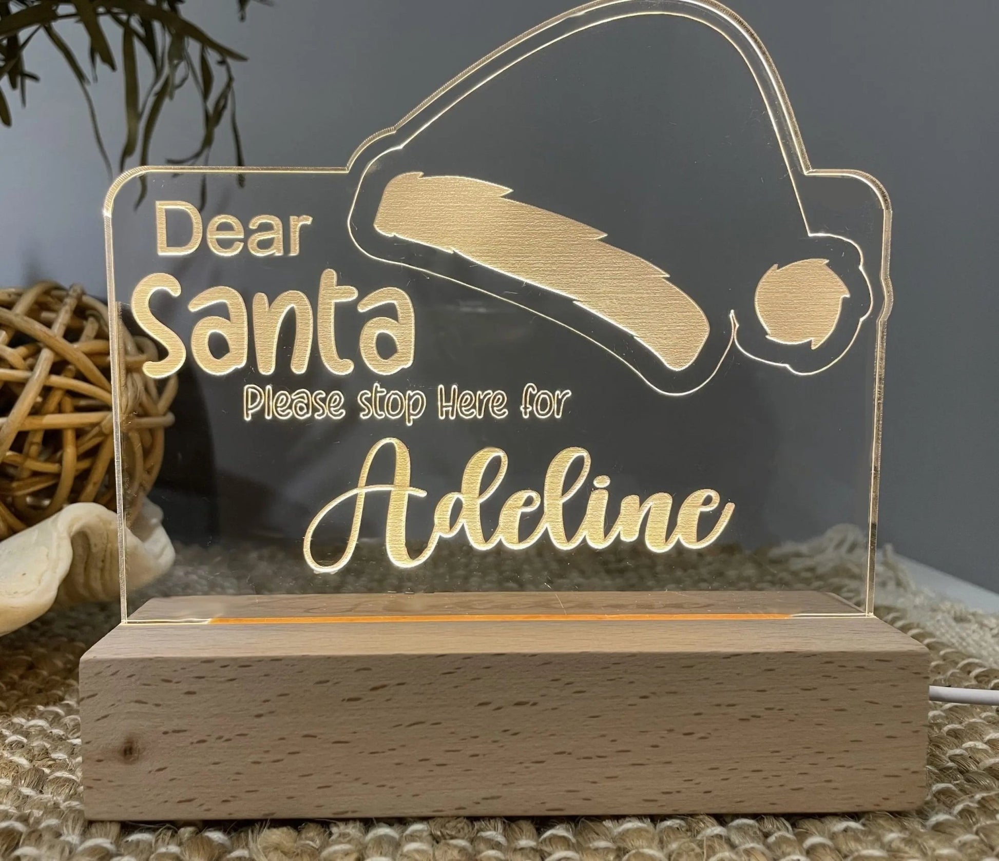 Personalised Dear Santa Night Light - Pixel Burn Custom Laser Creations