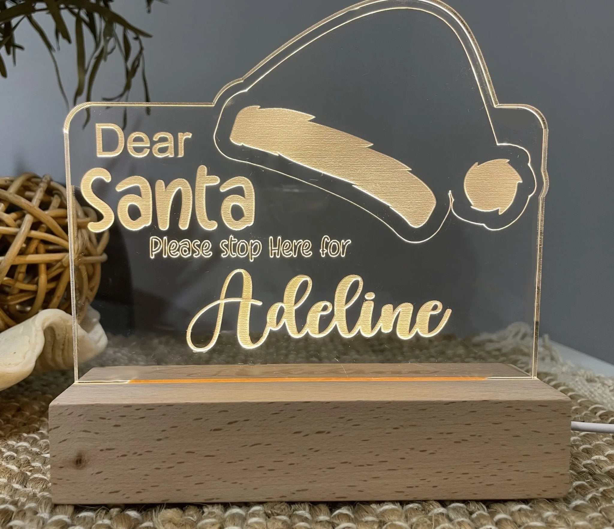 Personalised Dear Santa Night Light - Pixel Burn Custom Laser Creations