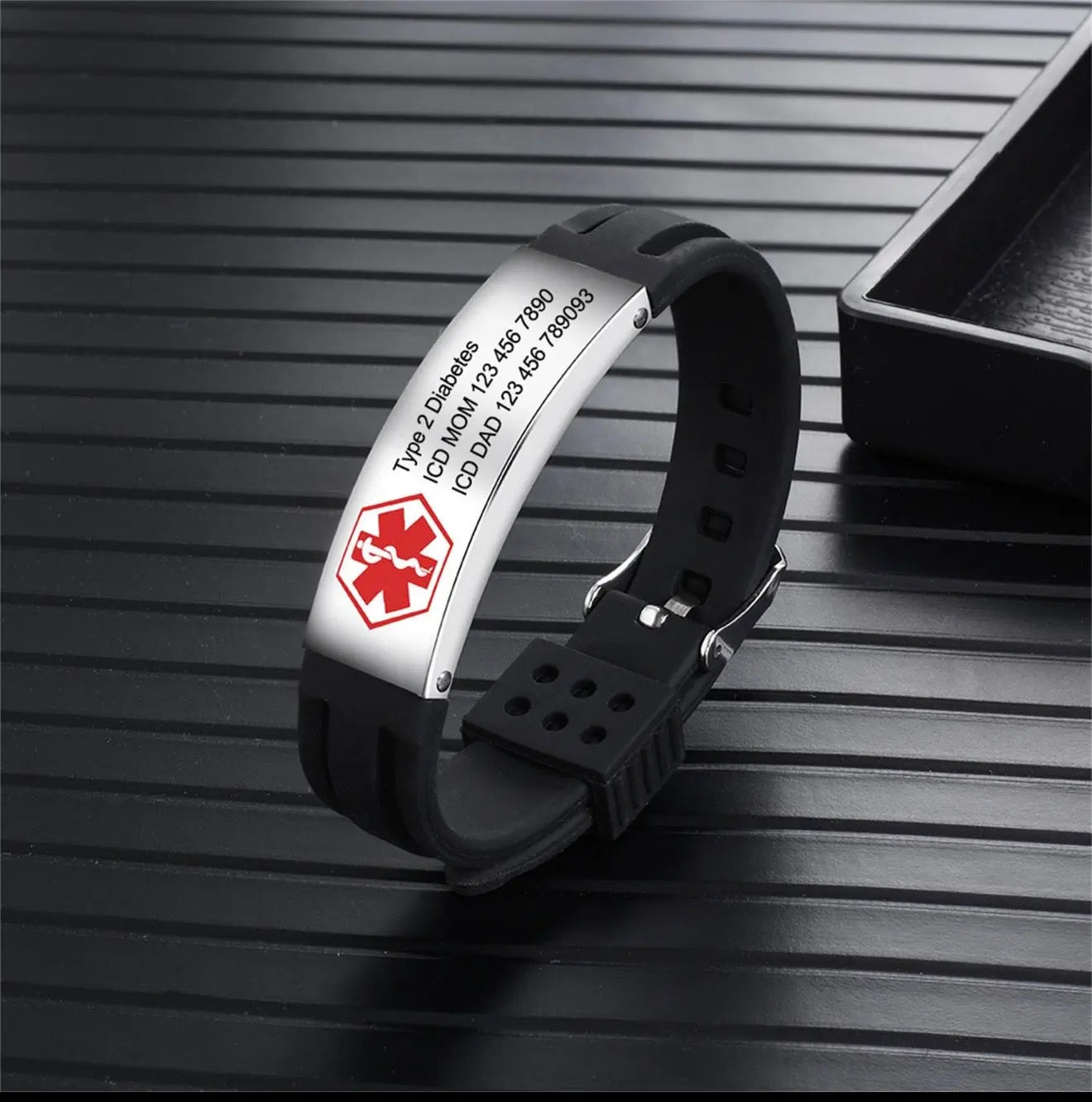 Personalised Silicone Medical Alert Bracelet - Pixel Burn Custom Laser Creations
