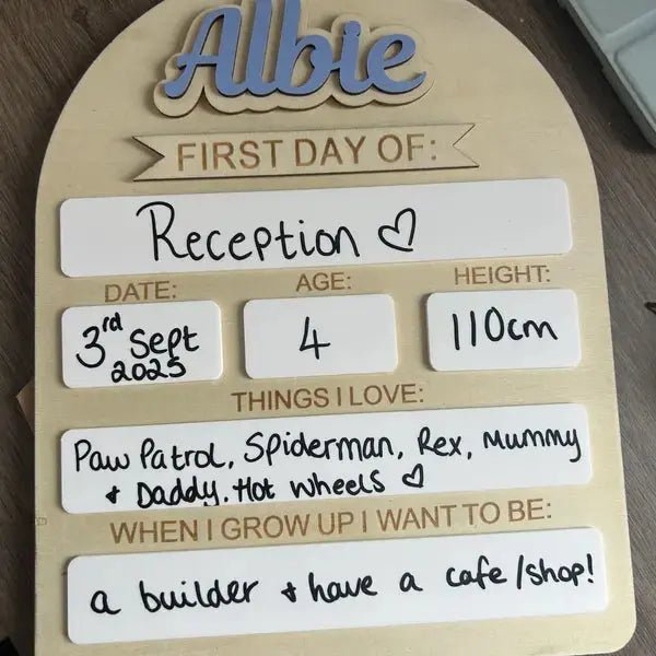 Personalised First Day of School Board - Pixel Burn Custom Laser Creations