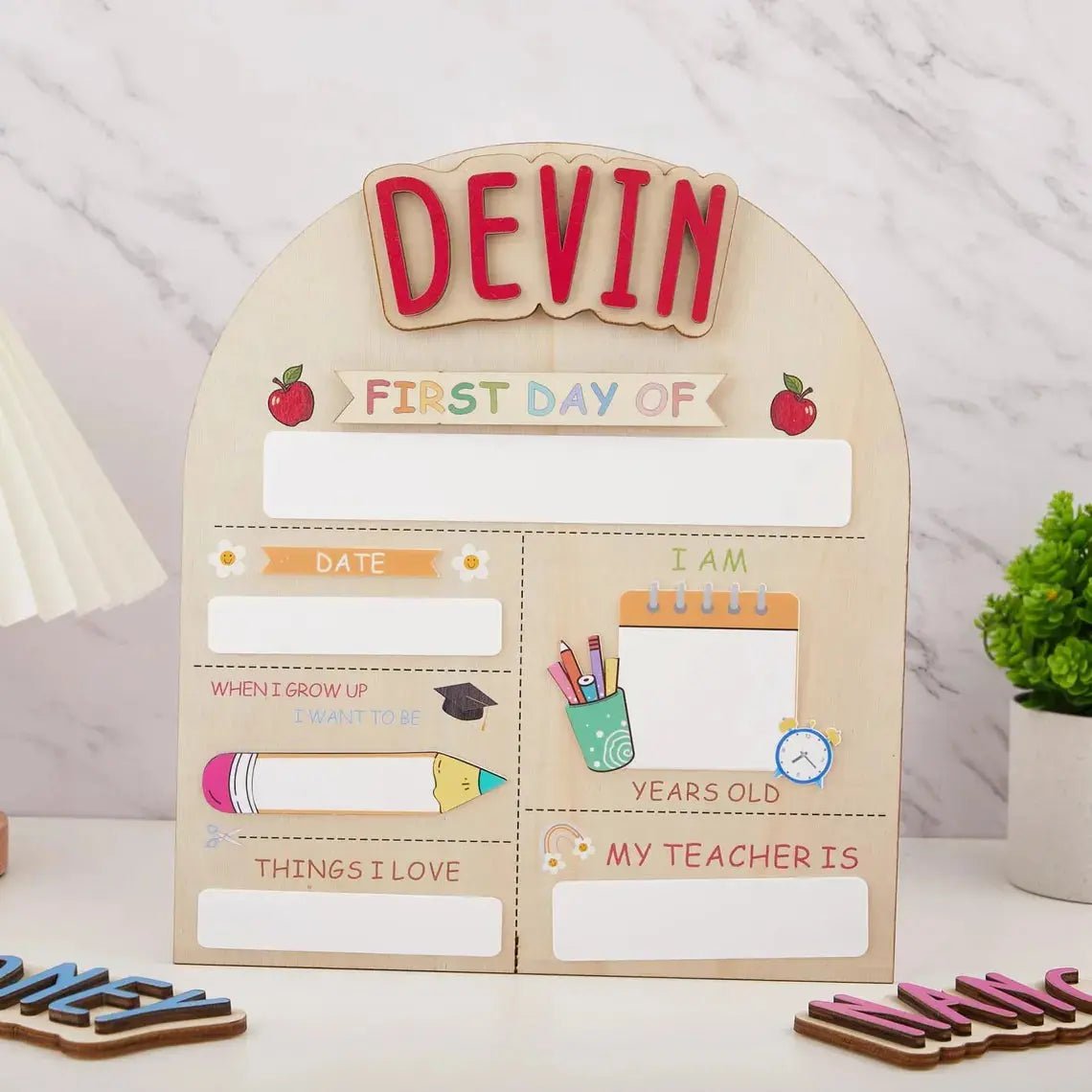 Personalised First Day of School Board - Pixel Burn Custom Laser Creations