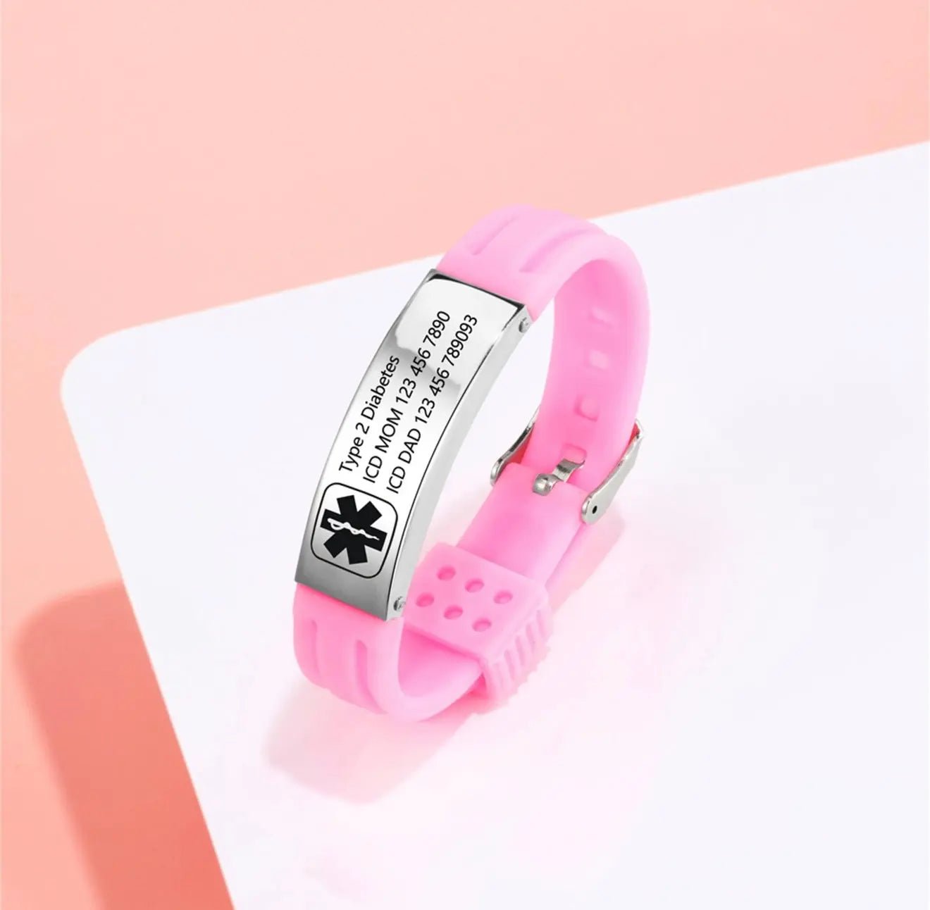 Personalised Silicone Medical Alert Bracelet - Pixel Burn Custom Laser Creations
