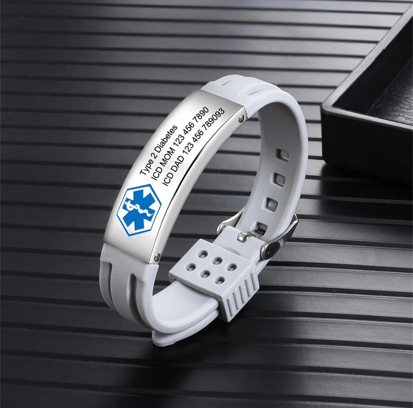 Personalised Silicone Medical Alert Bracelet - Pixel Burn Custom Laser Creations