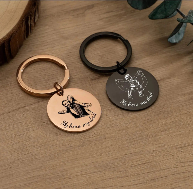 Personalised Photo Engraved Keyring - Pixel Burn Custom Laser Creations