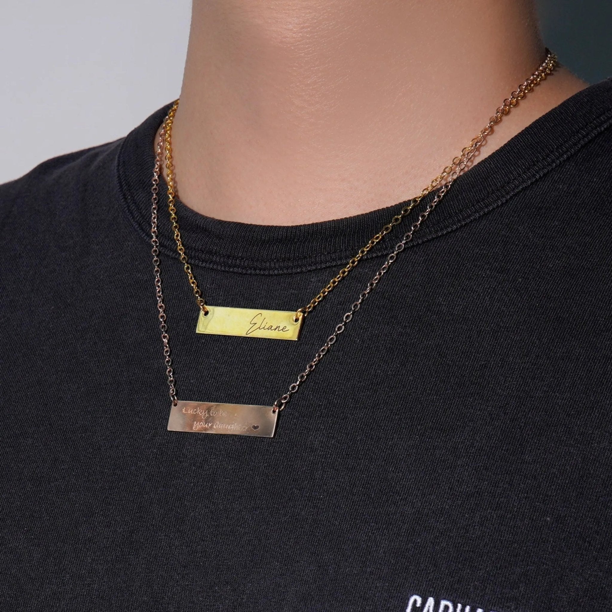 Personalised Stainless Steel Bar Necklace - Pixel Burn Custom Laser Creations