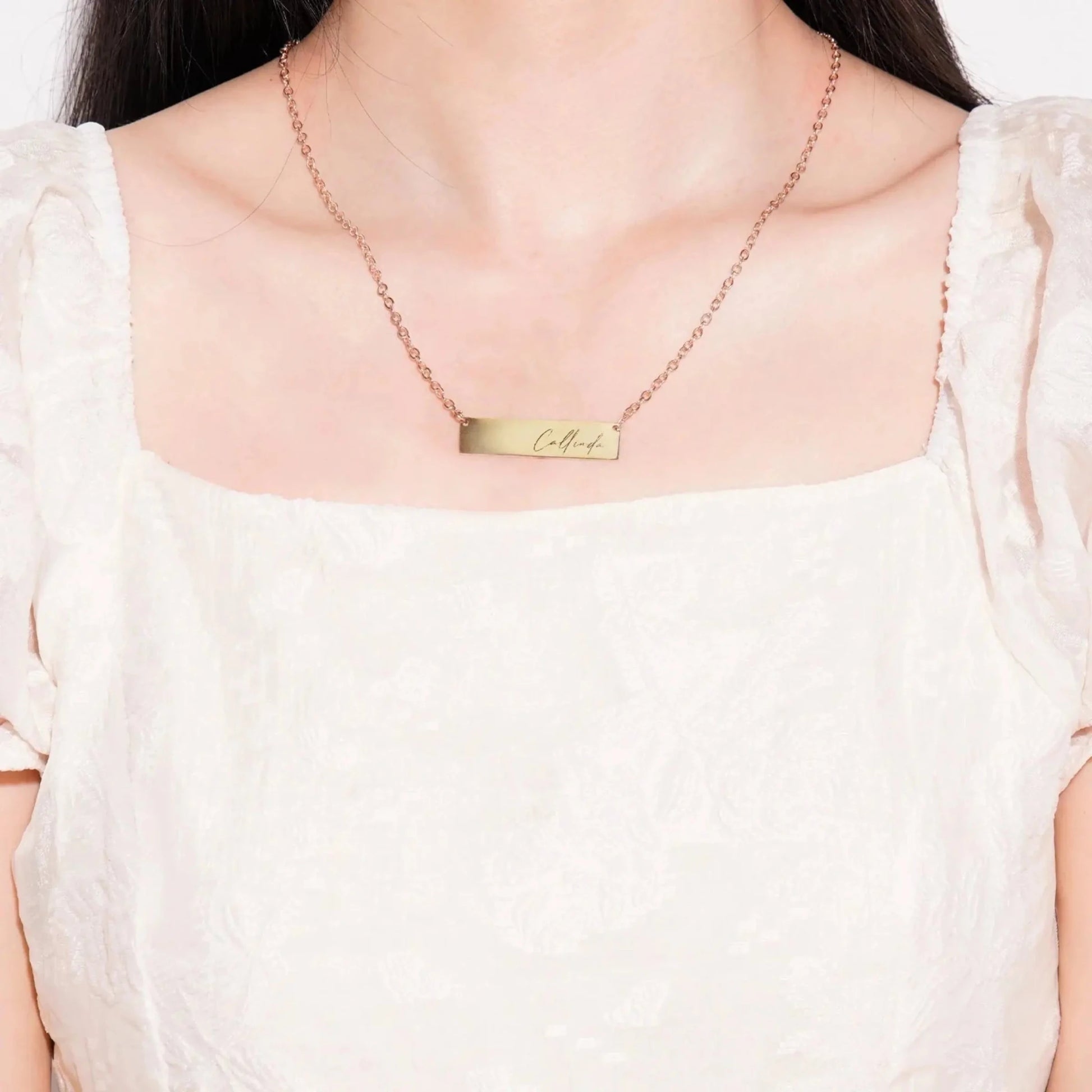 Personalised Stainless Steel Bar Necklace - Pixel Burn Custom Laser Creations