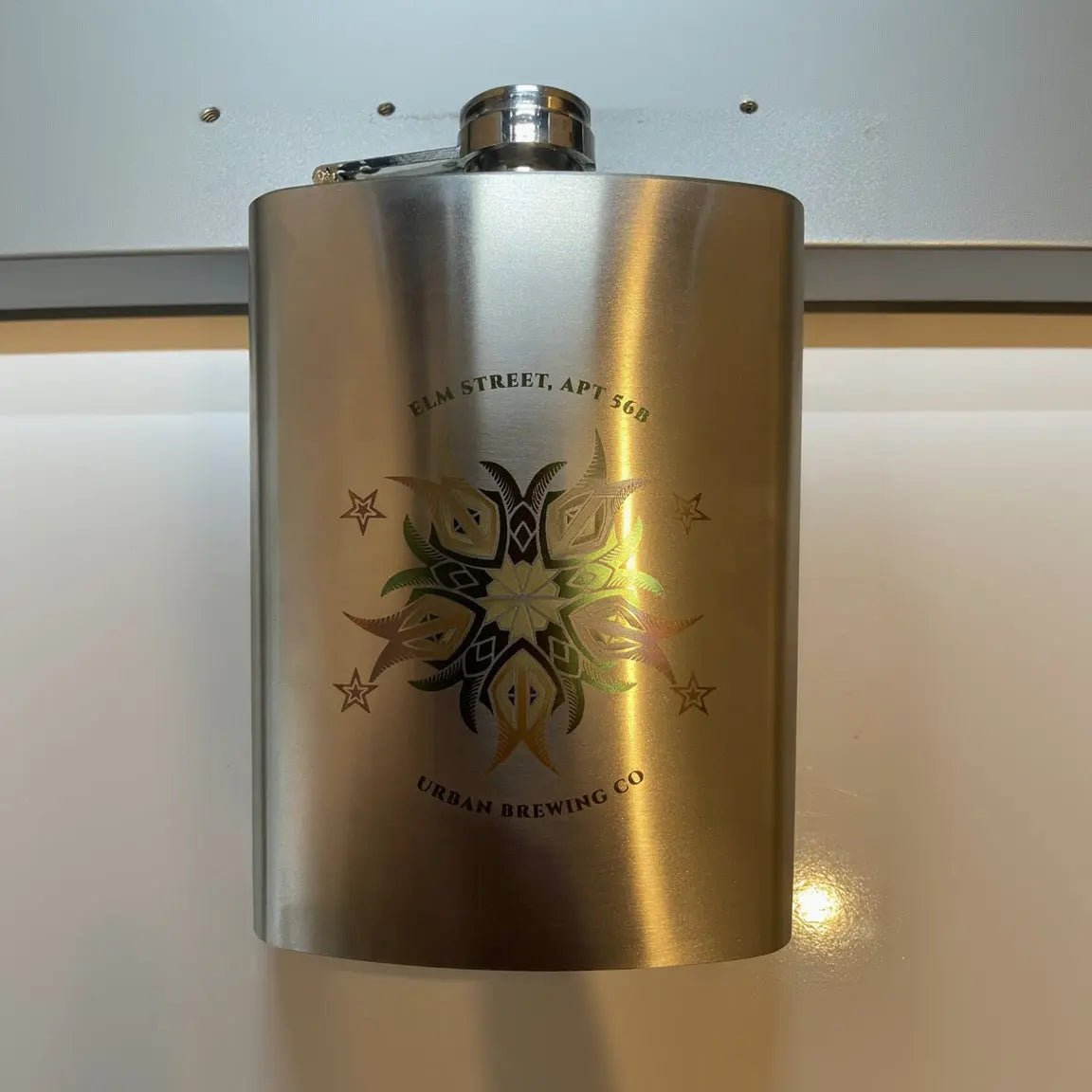 Chromalux™ Colour Engraved Stainless Steel Hip Flask - Pixel Burn Custom Laser Creations