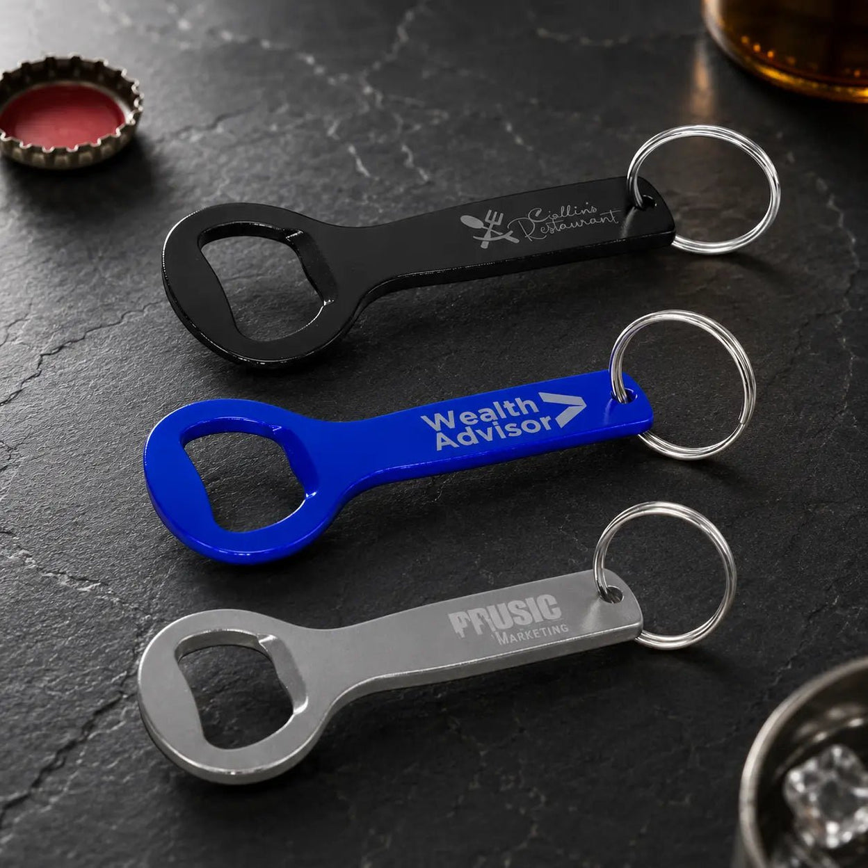 Engraved Aluminium Bottle Opener Keyring