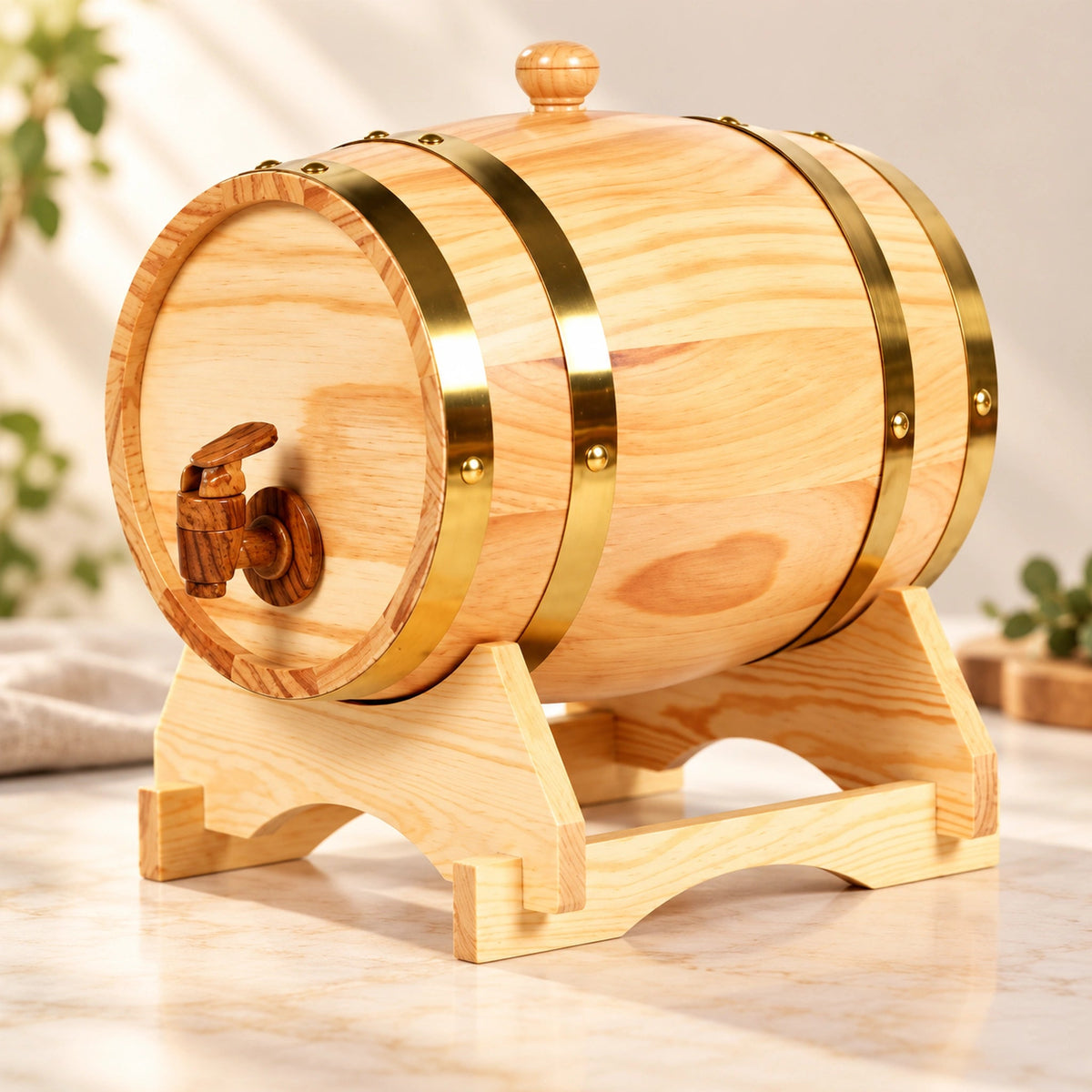 Personalised 3L Wooden Whisky Barrel with Tap & Stand - Pixel Burn Custom Laser Creations