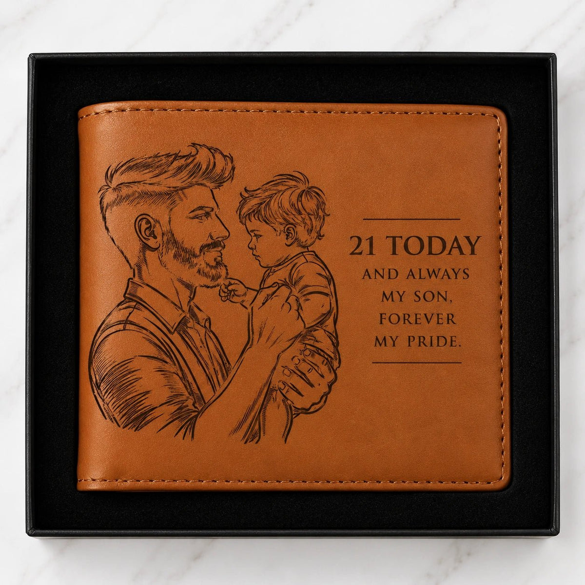 Personalised Brown RFID Wallet - Pixel Burn Custom Laser Creations