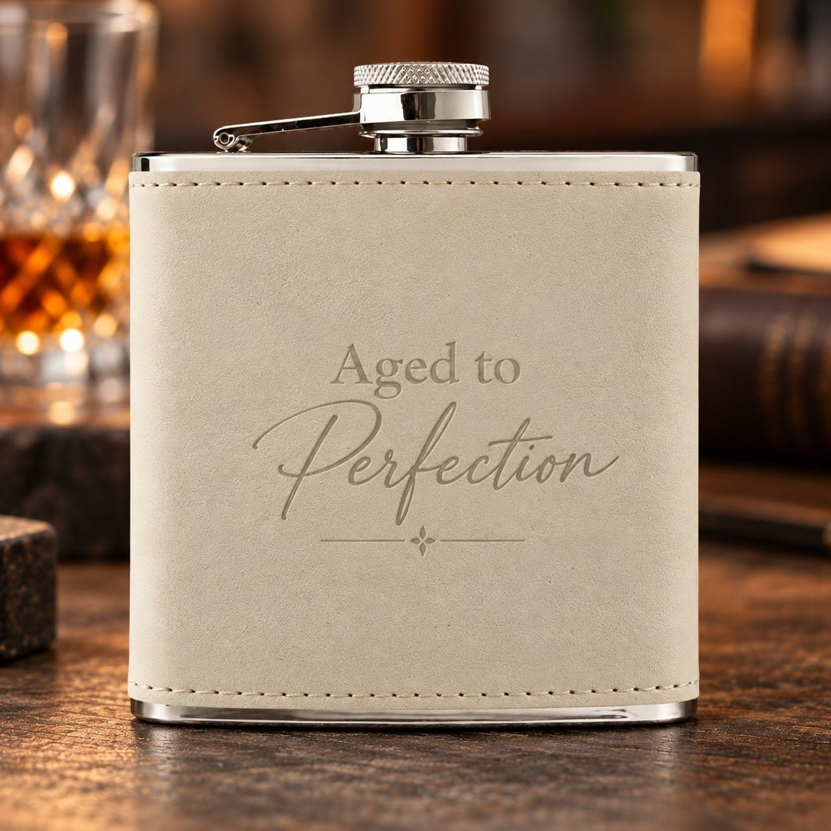 Personalised Faux Leather Hip Flask - Pixel Burn Custom Laser Creations