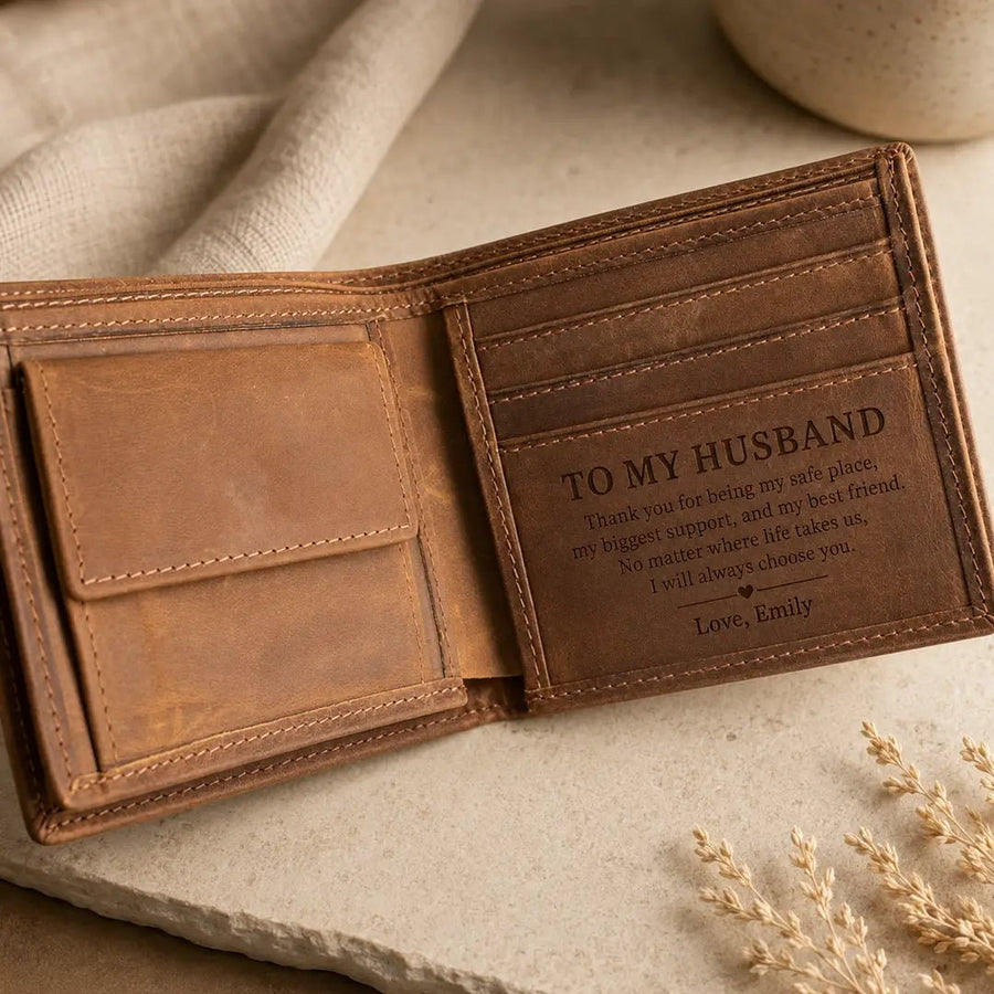 Personalised Genuine Leather Wallet - Pixel Burn Custom Laser Creations