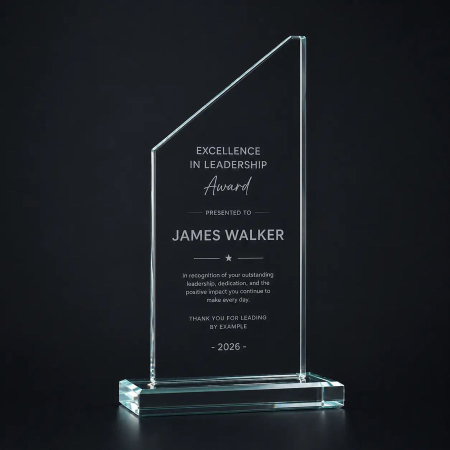 Personalised Glass Award Plaque - Pixel Burn Custom Laser Creations