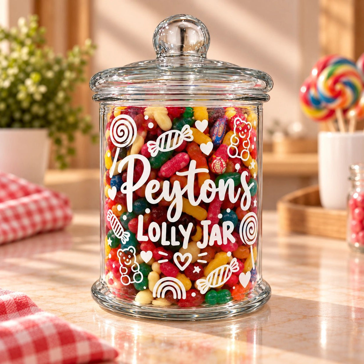 Personalised Lolly Jar - Pixel Burn Custom Laser Creations