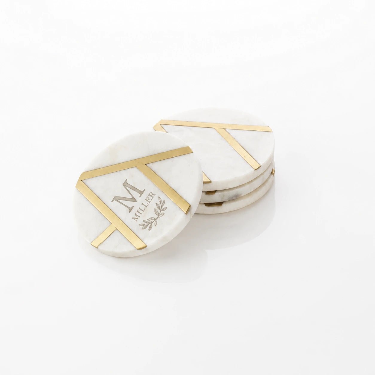 Personalised Marble & Brass Coasters (Set of 4) - Pixel Burn Custom Laser Creations