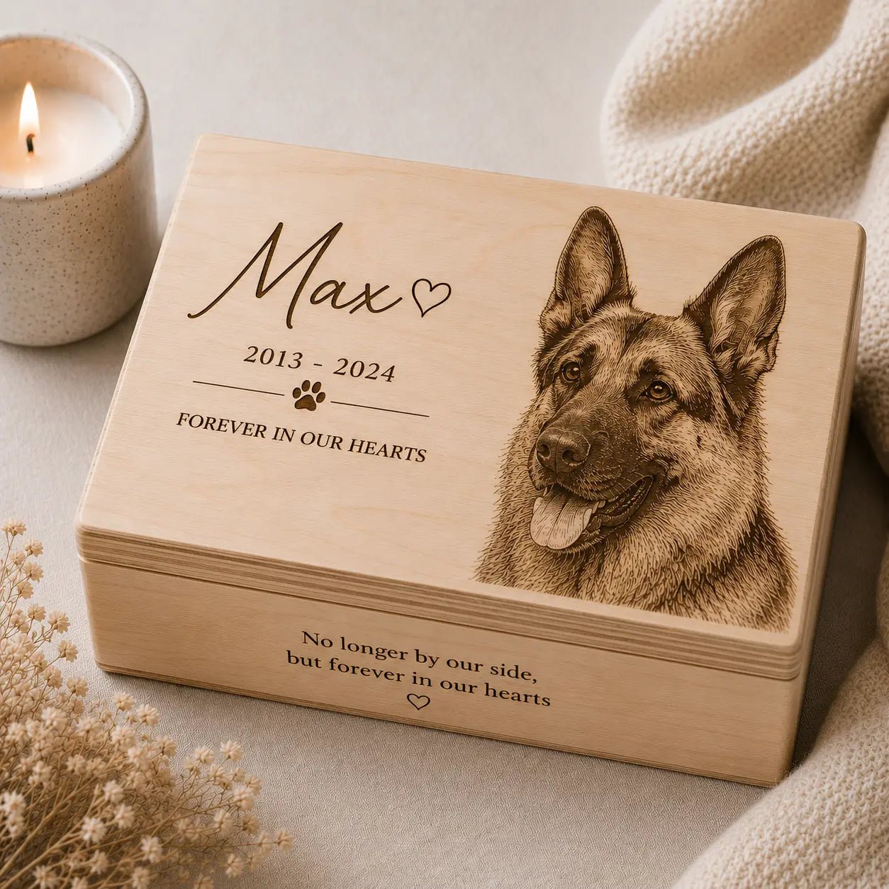 Personalised Pet Memorial Urn Box - Pixel Burn Custom Laser Creations