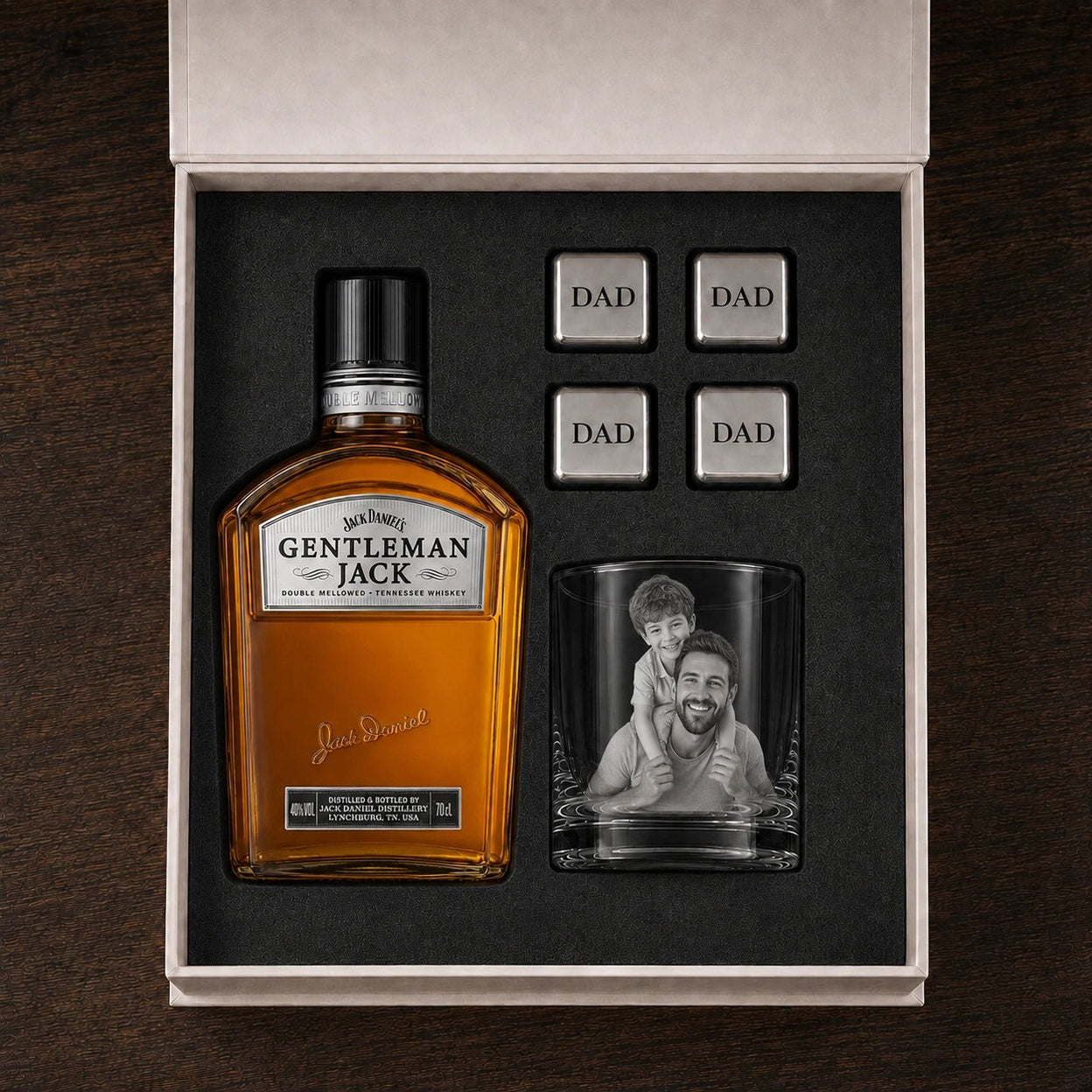 Personalised Photo Glass and Whiskey Gift Set – Gentleman Jack
