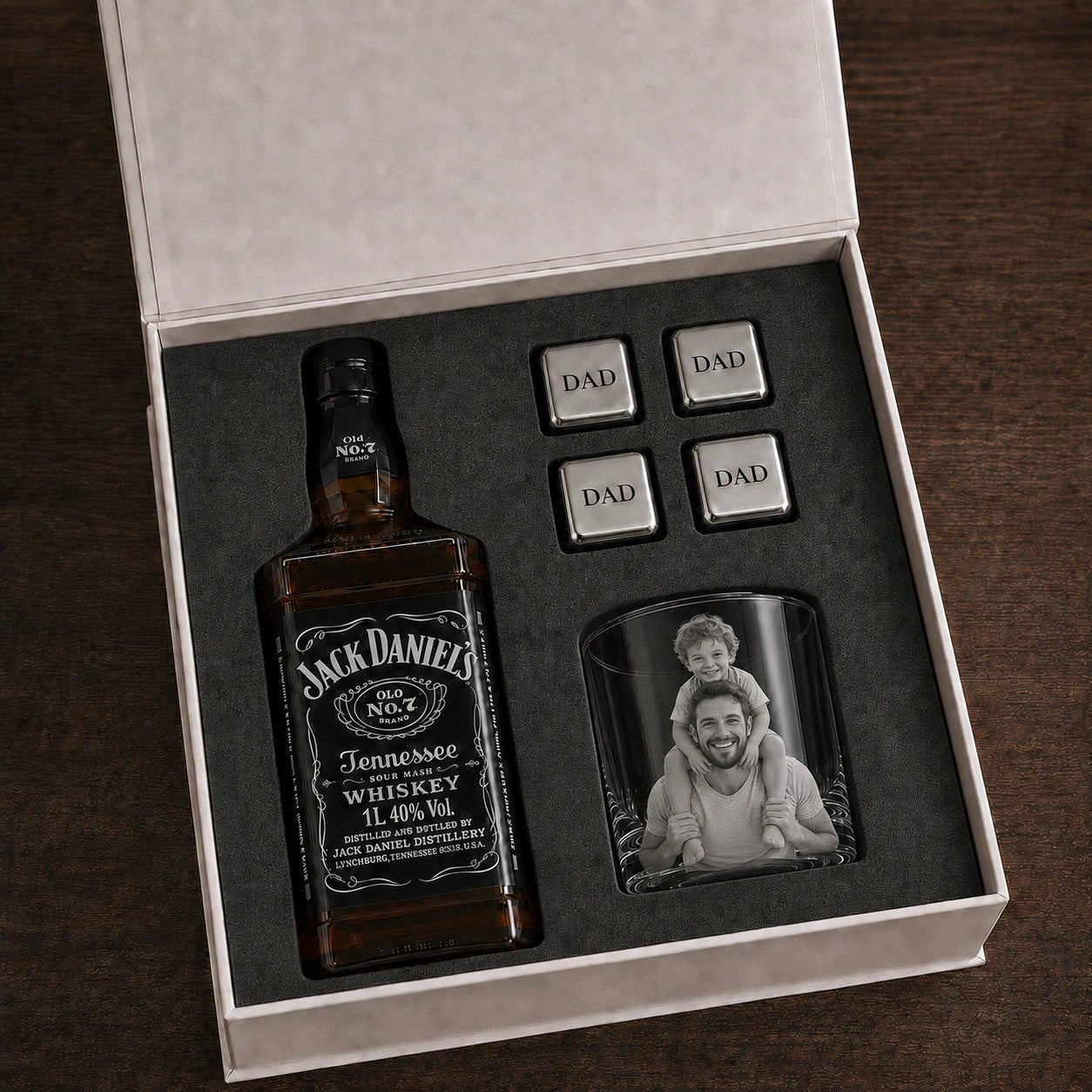 Personalised Photo Glass and Whiskey Gift Set – Old No. 7 - Pixel Burn Custom Laser Creations