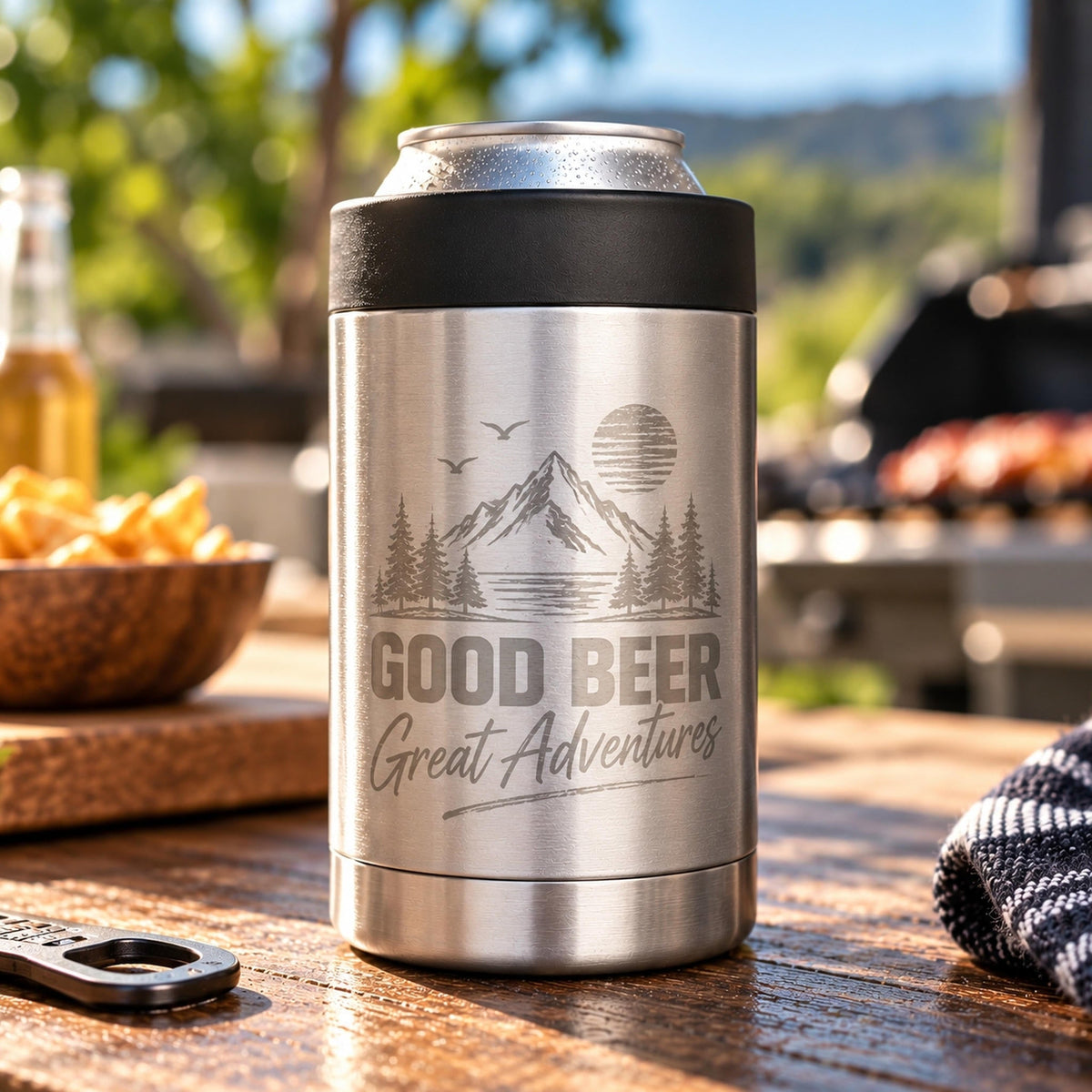 Personalised Stainless Steel Stubby Cooler - Pixel Burn Custom Laser Creations