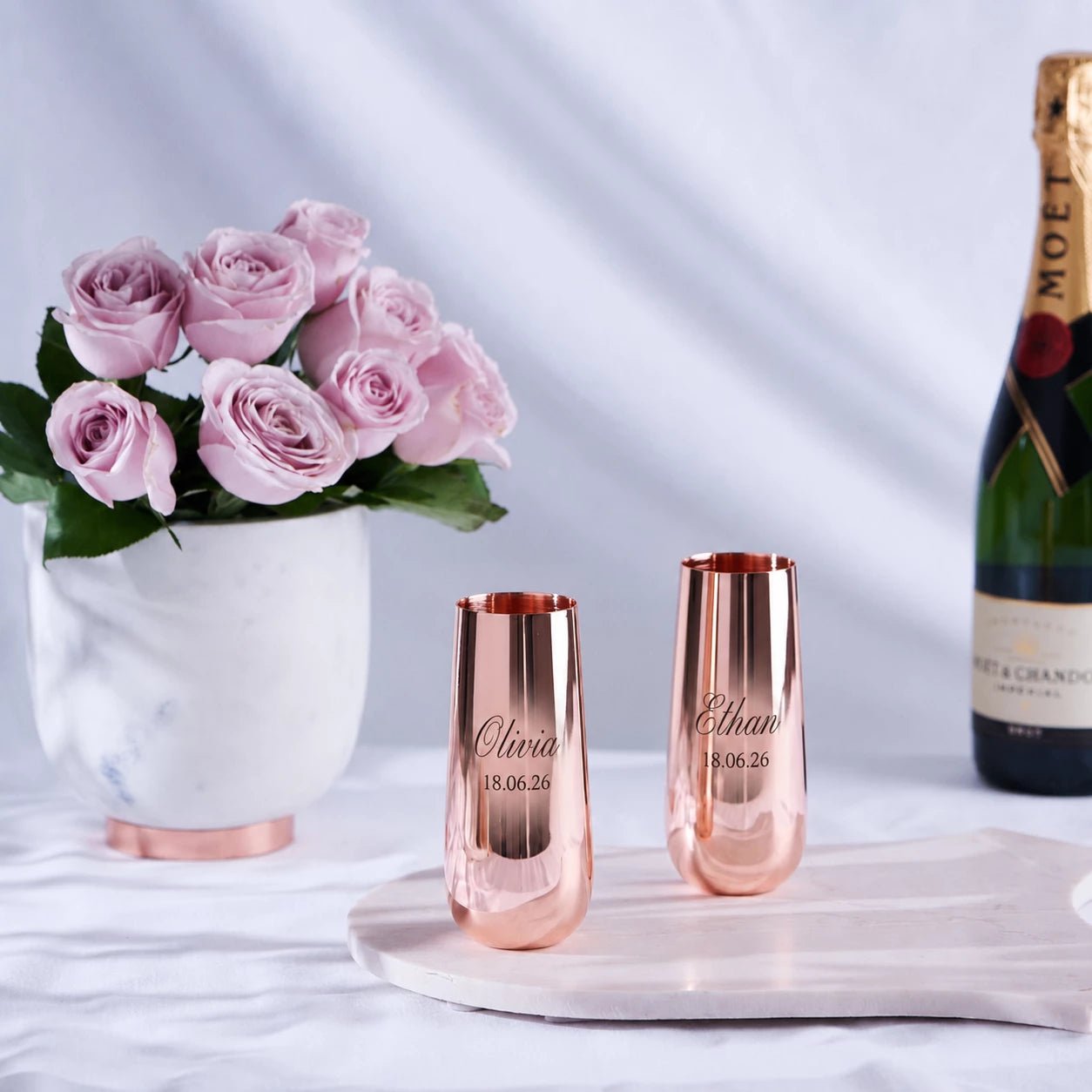 Personalised Stemless Champagne Flutes - Pixel Burn Custom Laser Creations