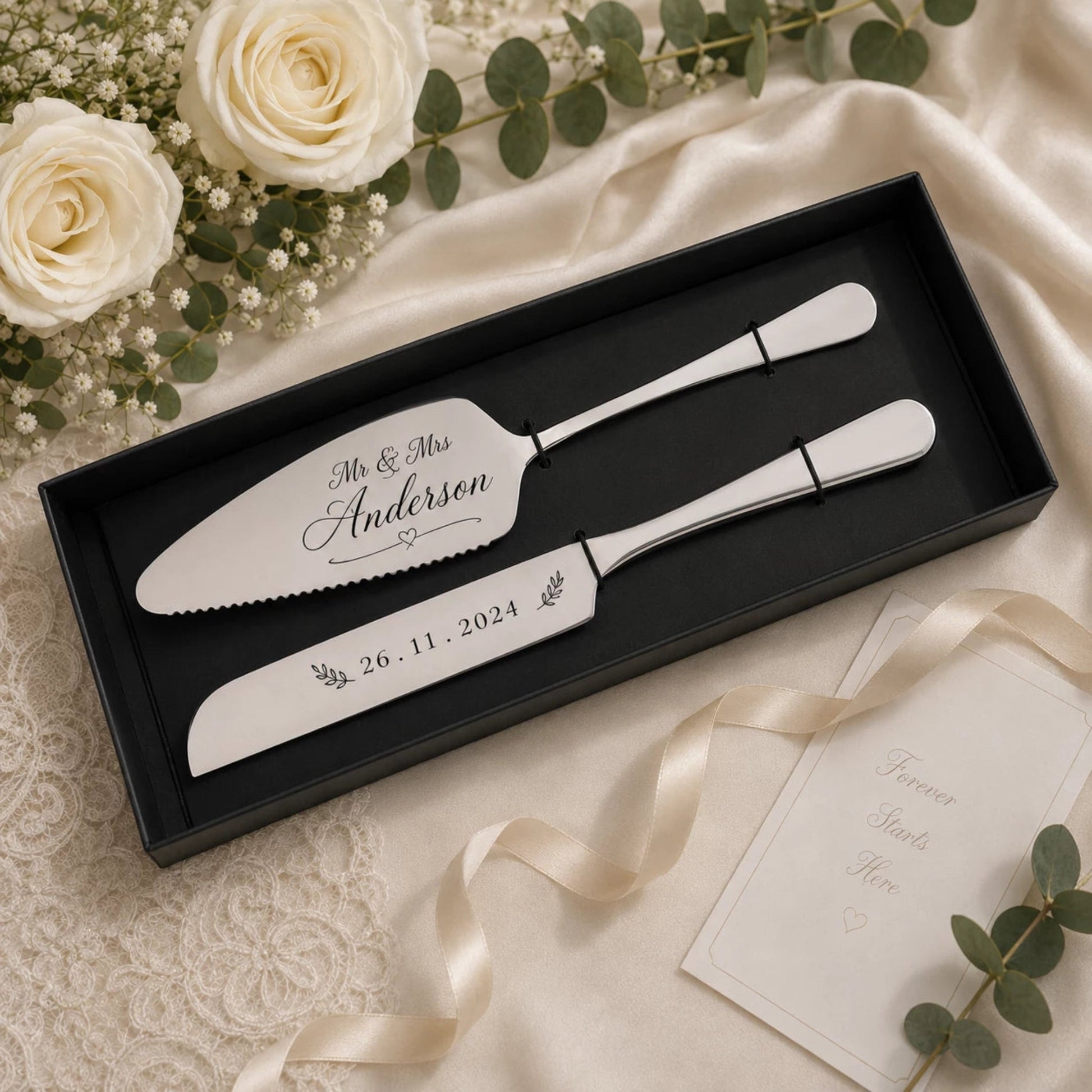 Personalised Wedding Cake Knife Server - Pixel Burn Custom Laser Creations