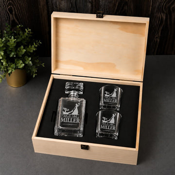 Personalised Whiskey Decanter Set - Pixel Burn Custom Laser Creations