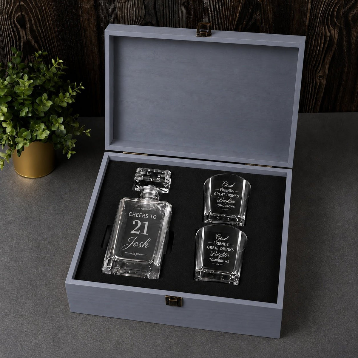 Personalised Whiskey Decanter Set - Pixel Burn Custom Laser Creations