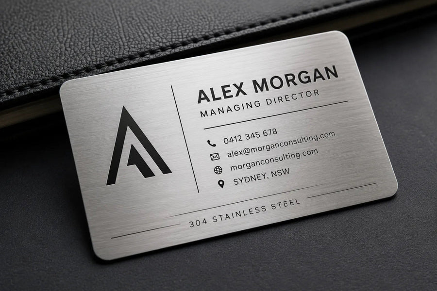 Premium Personalised 304 Stainless Steel Business Cards - Pixel Burn Custom Laser Creations